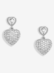 Jon Richard Silver Tone Cubic Zirconia Micro Pave Heart Earrings - Image 2 of 3