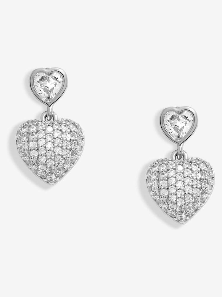 Jon Richard Silver Tone Cubic Zirconia Micro Pave Heart Earrings - Image 2 of 3