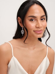Jon Richard Silver Tone Cubic Zirconia Floral Print Statement Earrings - Image 2 of 2