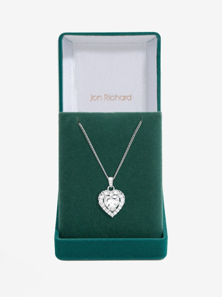 Jon Richard Silver Tone Cubic Zirconia Heart Gift Boxed Pendant - Image 1 of 2