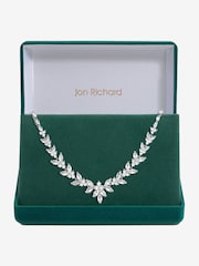 Jon Richard Silver Tone Cubic Zirconia Statement Floral Print Necklace - Image 1 of 2
