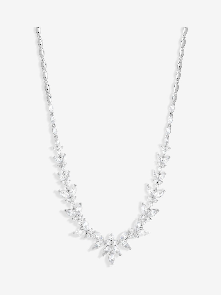 Jon Richard Silver Tone Cubic Zirconia Statement Floral Print Necklace - Image 2 of 2