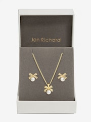 Jon Richard Silver Tone Cubic Zirconia Pearl Bow Set - Image 1 of 4