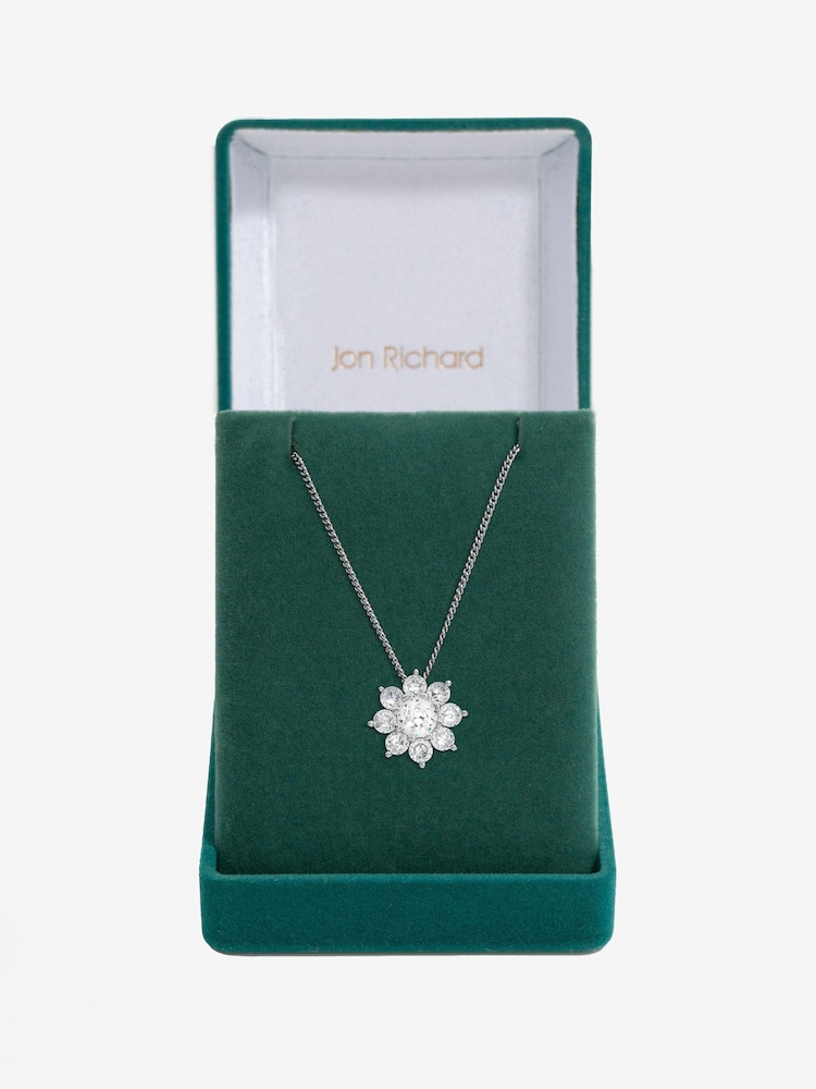 Jon Richard Silver Tone Cubic Zirconia Crystal Flower Gift Boxed Pendant - Image 1 of 4