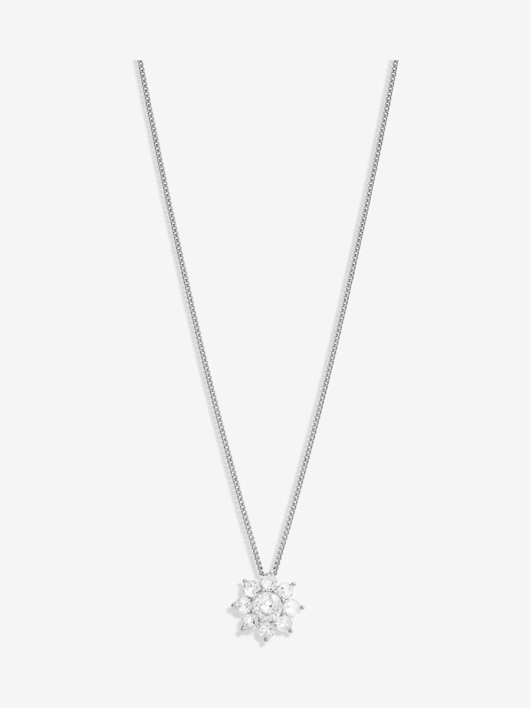 Jon Richard Silver Tone Cubic Zirconia Crystal Flower Gift Boxed Pendant - Image 2 of 4