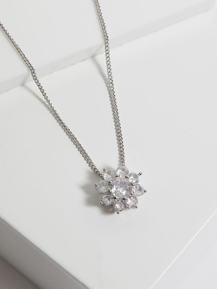 Jon Richard Silver Tone Cubic Zirconia Crystal Flower Gift Boxed Pendant - Image 4 of 4