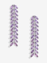 Jon Richard Silver Tone Lavender Leaf Earrings - Image 1 of 3