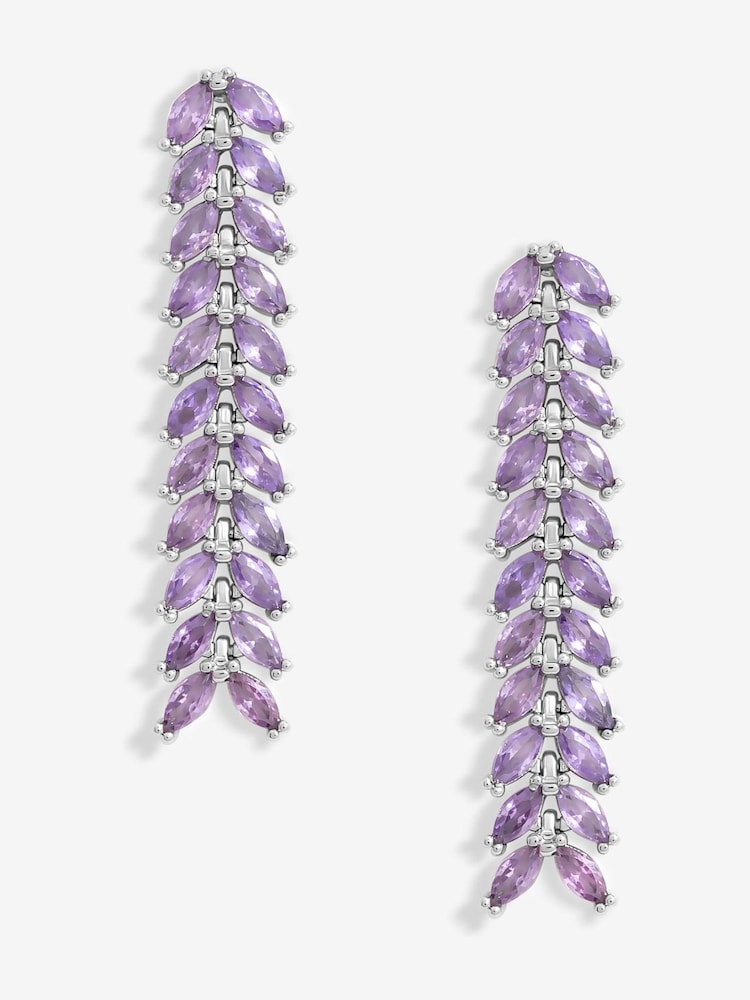 Jon Richard Silver Tone Lavender Leaf Earrings - Image 1 of 3