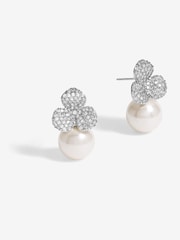 Jon Richard Silver Tone Flower Pearl Earrings - Image 1 of 3