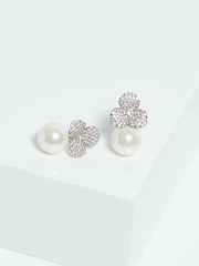 Jon Richard Silver Tone Flower Pearl Earrings - Image 2 of 3