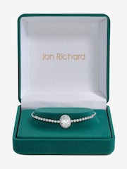 Jon Richard Silver Tone Cubic Zirconia Micro Pave Oval Toggle Gift Boxed Bracelet - Image 1 of 3