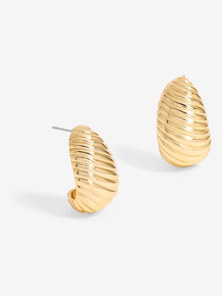 Jon Richard Gold Tone Ridge Dome Hoops - Image 4 of 4 Jon Richard Gold Tone Ridge Dome Hoops - Image 4 of 4