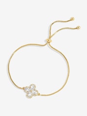 Jon Richard Gold Tone Cubic Zirconia Clover Toggle Gift Boxed Bracelet - Image 1 of 3