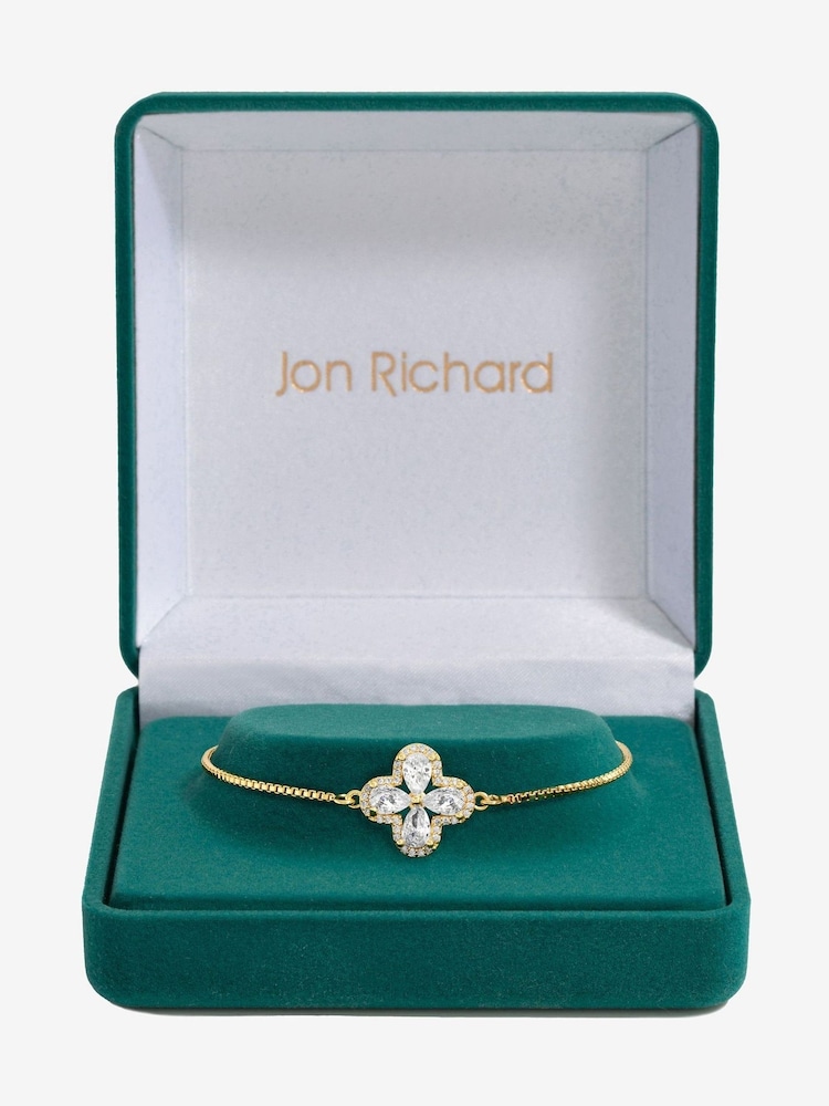 Jon Richard Gold Tone Cubic Zirconia Clover Toggle Gift Boxed Bracelet - Image 2 of 3