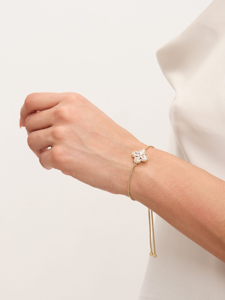 Jon Richard Gold Tone Cubic Zirconia Clover Toggle Gift Boxed Bracelet - Image 3 of 3