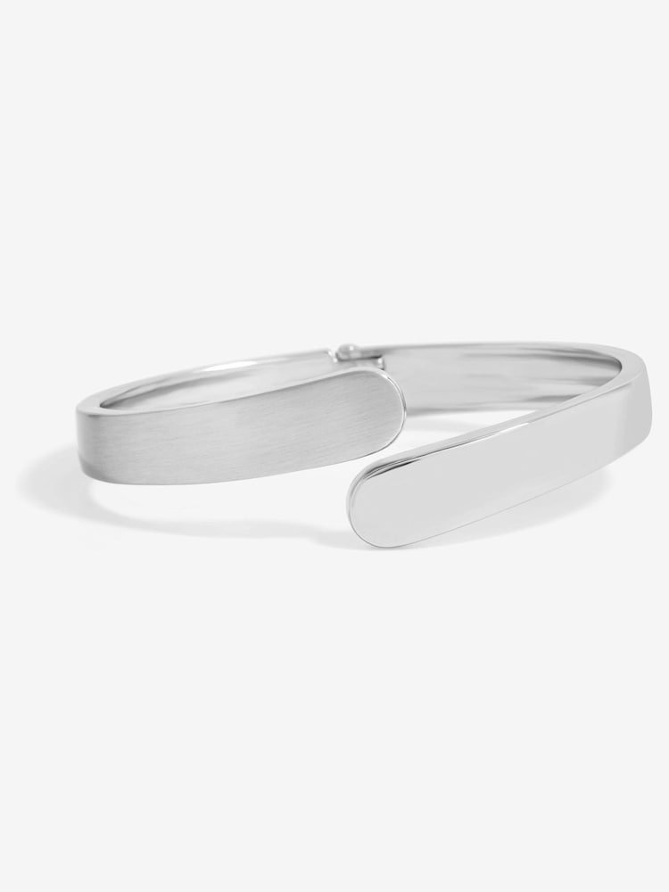 Jon Richard Silver Tone Polished Satin Open Hinge Bangle - Image 1 of 3
