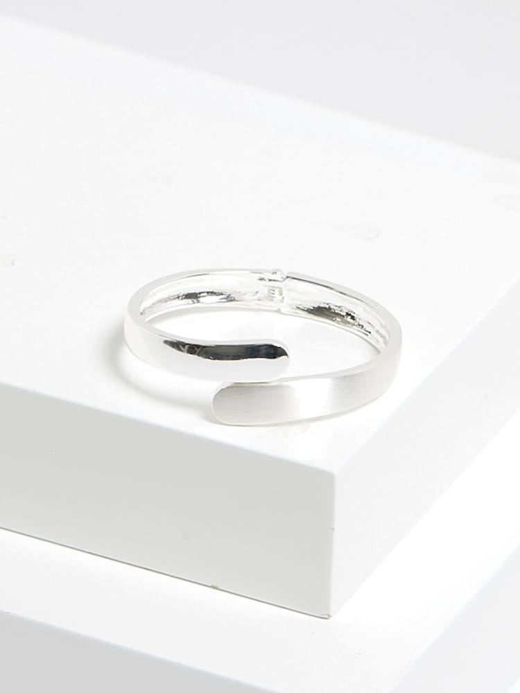Jon Richard Silver Tone Polished Satin Open Hinge Bangle - Image 2 of 3