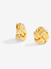 Jon Richard Gold Tone Polished Knot Clip Earrings - Image 1 of 3