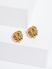Jon Richard Gold Tone Polished Knot Clip Earrings - Image 2 of 3