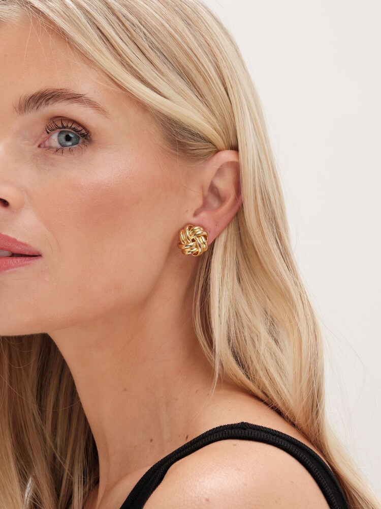 Jon Richard Gold Tone Polished Knot Clip Earrings - Image 3 of 3