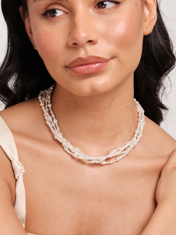 Jon Richard Gold Tone Semi Precious Multi Row Twisted Necklace - Image 3 of 3