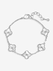 Jon Richard Silver Dimaond Cut Clover Bracelet - Image 1 of 3