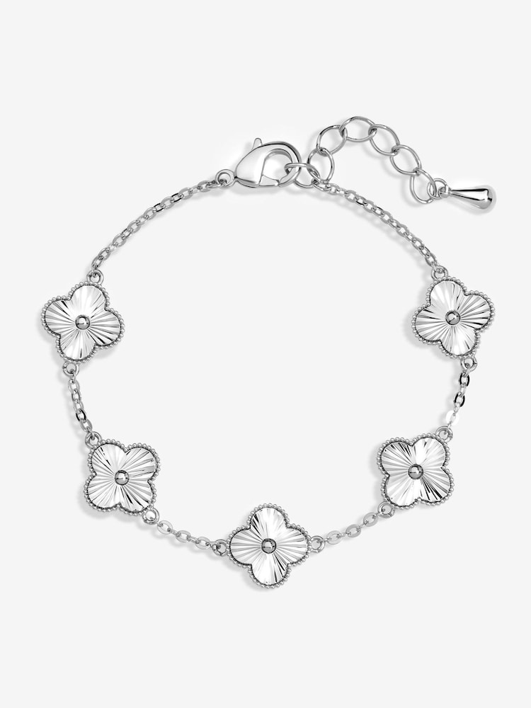 Jon Richard Silver Dimaond Cut Clover Bracelet - Image 1 of 3