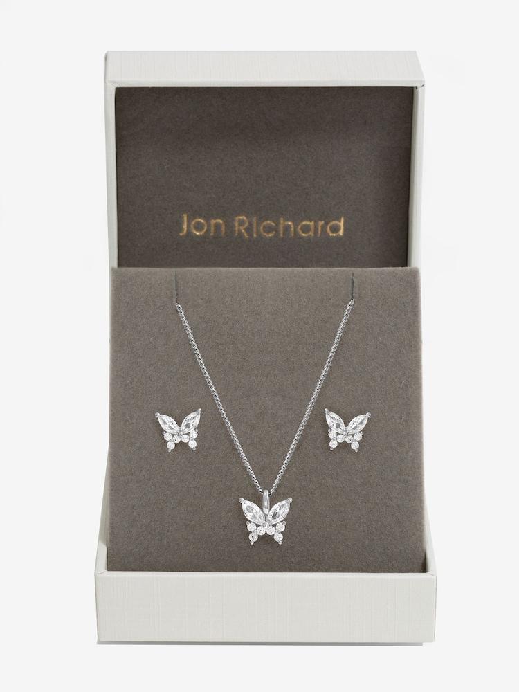 Jon Richard Silver Tone Cubic Zirconia Butterfly Set - Image 1 of 5