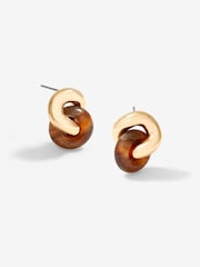 Jon Richard Gold Tone Polished Resin Knot Stud Earrings - Image 1 of 1