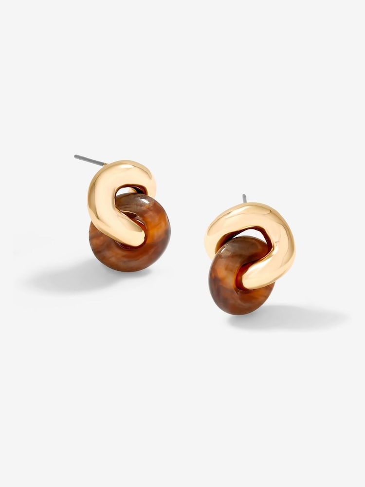 Jon Richard Gold Tone Polished Resin Knot Stud Earrings - Image 1 of 1