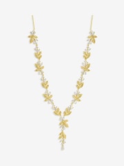 Jon Richard Gold Tone Cubic Zirconia Leaf Print Necklace - Image 1 of 5