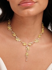 Jon Richard Gold Tone Cubic Zirconia Leaf Print Necklace - Image 3 of 5