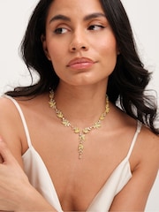 Jon Richard Gold Tone Cubic Zirconia Leaf Print Necklace - Image 4 of 5