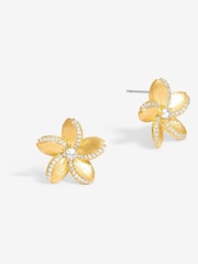 Jon Richard Gold Tone Satin Floral Earrings - Image 1 of 3