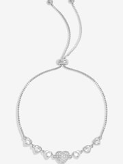 Jon Richard Silver Tone Cubic Zirconia Micro Pave Heart Toggle Gift Boxed Bracelet - Image 1 of 2