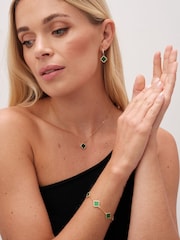 Jon Richard Gold Tone Cubic Zirconia Malachite Clover Bracelet - Image 3 of 3