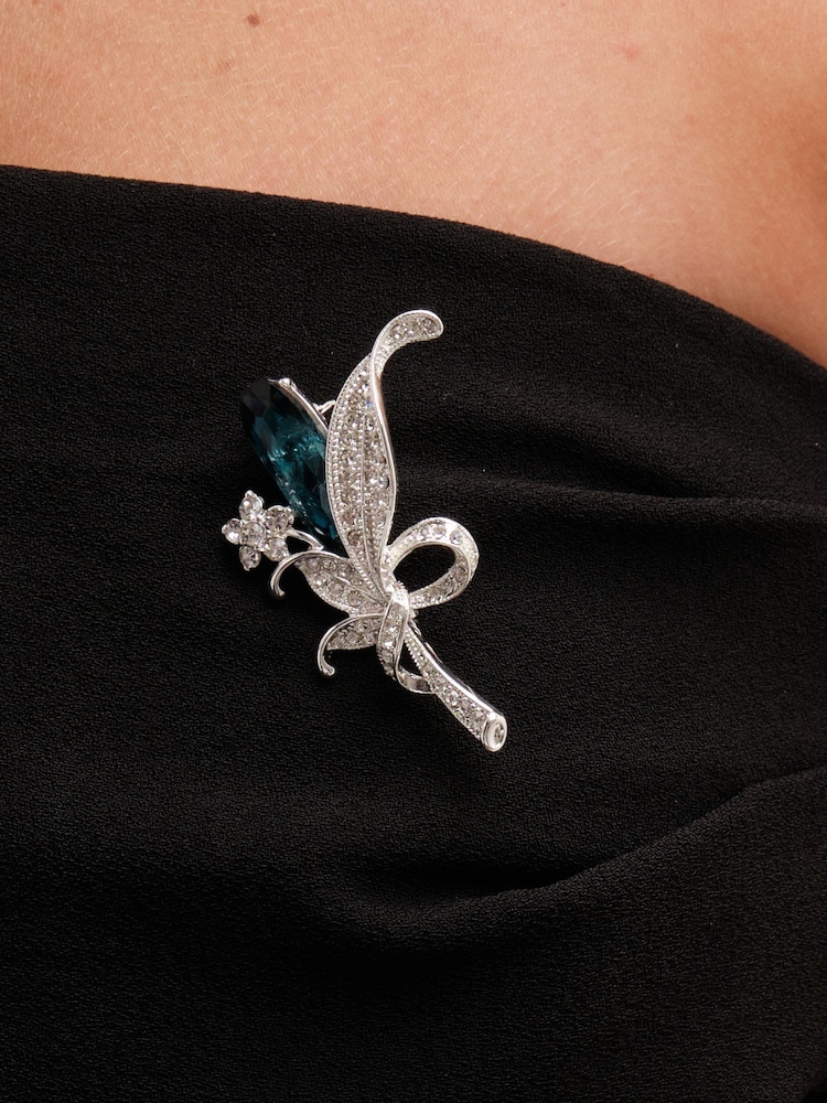 Jon Richard Silver Tone Blue Floral Gift Boxed Brooch - Image 4 of 4