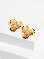 Jon Richard Gold Tone Flower Resin Earrings - Image 3 of 3