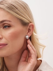 Jon Richard Silver Tone Cubic Zirconia Pearl Clip Earrings - Image 3 of 3