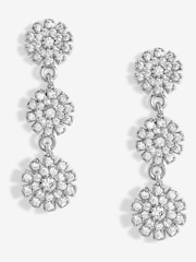 Jon Richard Cubic Zirconia Mini Flower Drop Earrings - Imagen 1 de 2