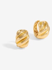 Jon Richard Gold Tone Large Ridge Hoops Earrings - Image 1 of 3