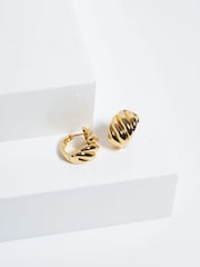 Jon Richard Gold Tone Large Ridge Hoops Earrings - Image 2 of 3