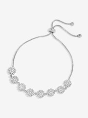 Jon Richard Silver Tone Cubic Zirconia Mini Flower Toggle Bracelet - Image 1 of 2