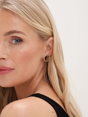 Jon Richard Gold Tone Tigers Eye Clip Earrings - Image 3 of 3