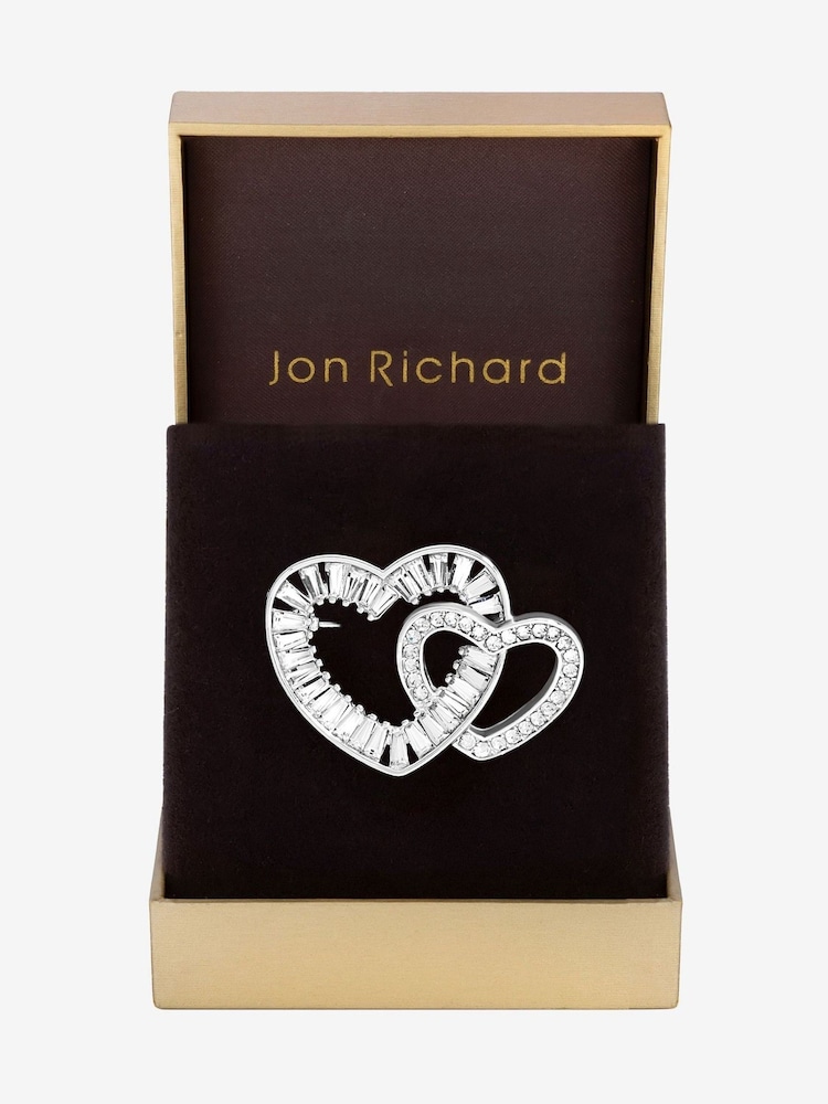 Jon Richard Silver Interlink Crystal Heart Brooch Gift Boxes - Image 1 of 2