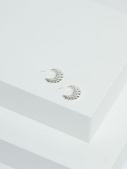 Jon Richard Silver Tone Ridge Hoop Earrings - Image 1 of 3