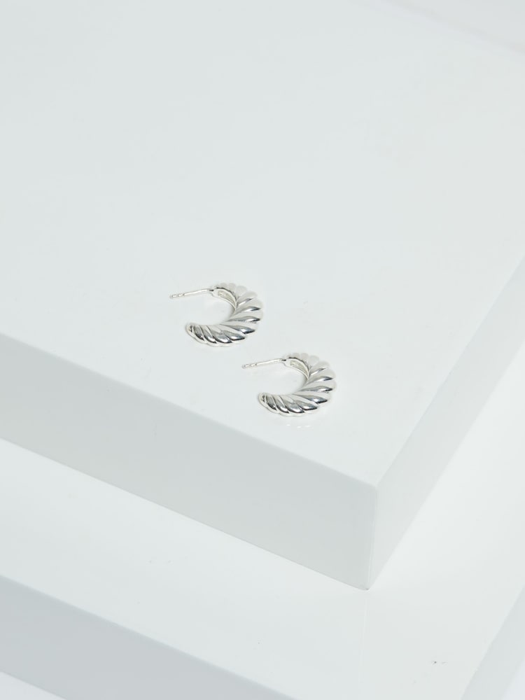 Jon Richard Silver Tone Ridge Hoop Earrings - Image 1 of 3
