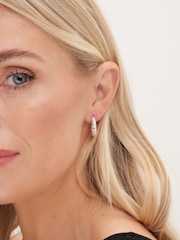 Jon Richard Silver Tone Ridge Hoop Earrings - Image 3 of 3