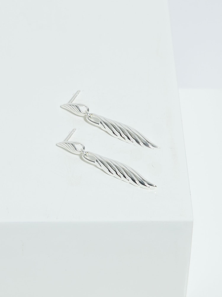 Jon Richard Silver Tone Ridge Drop Earrings - Image 1 of 4
