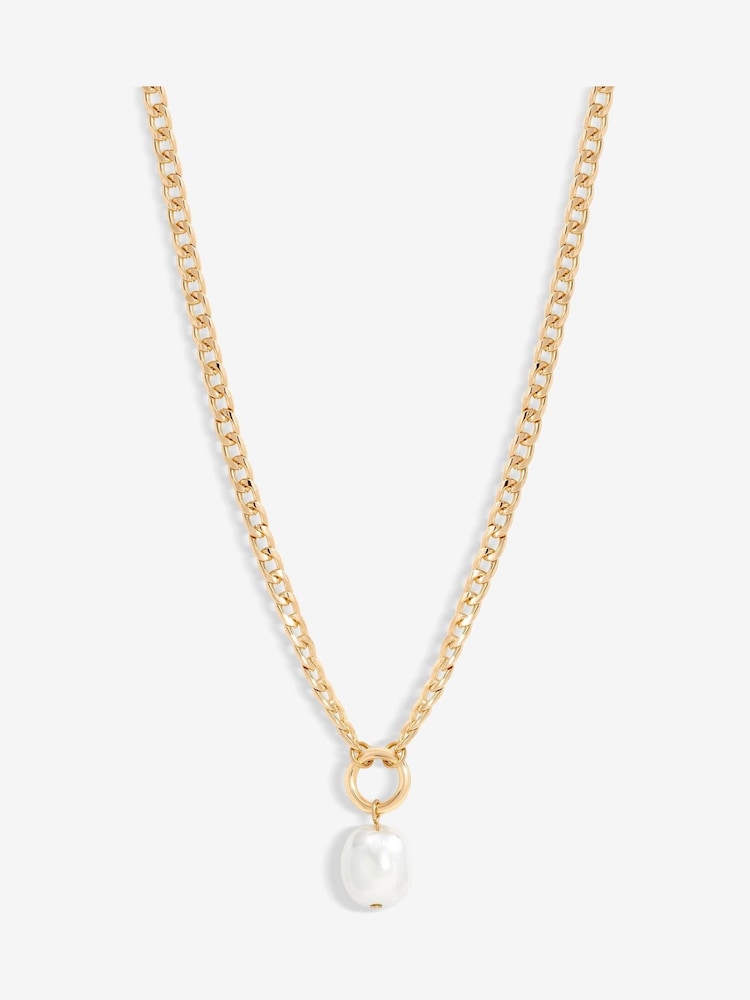 Jon Richard Gold Tone Baroque Pearl Chain Pendant Necklace - Image 1 of 3